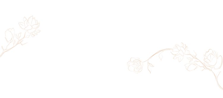 Minimalist floral line art on black background.