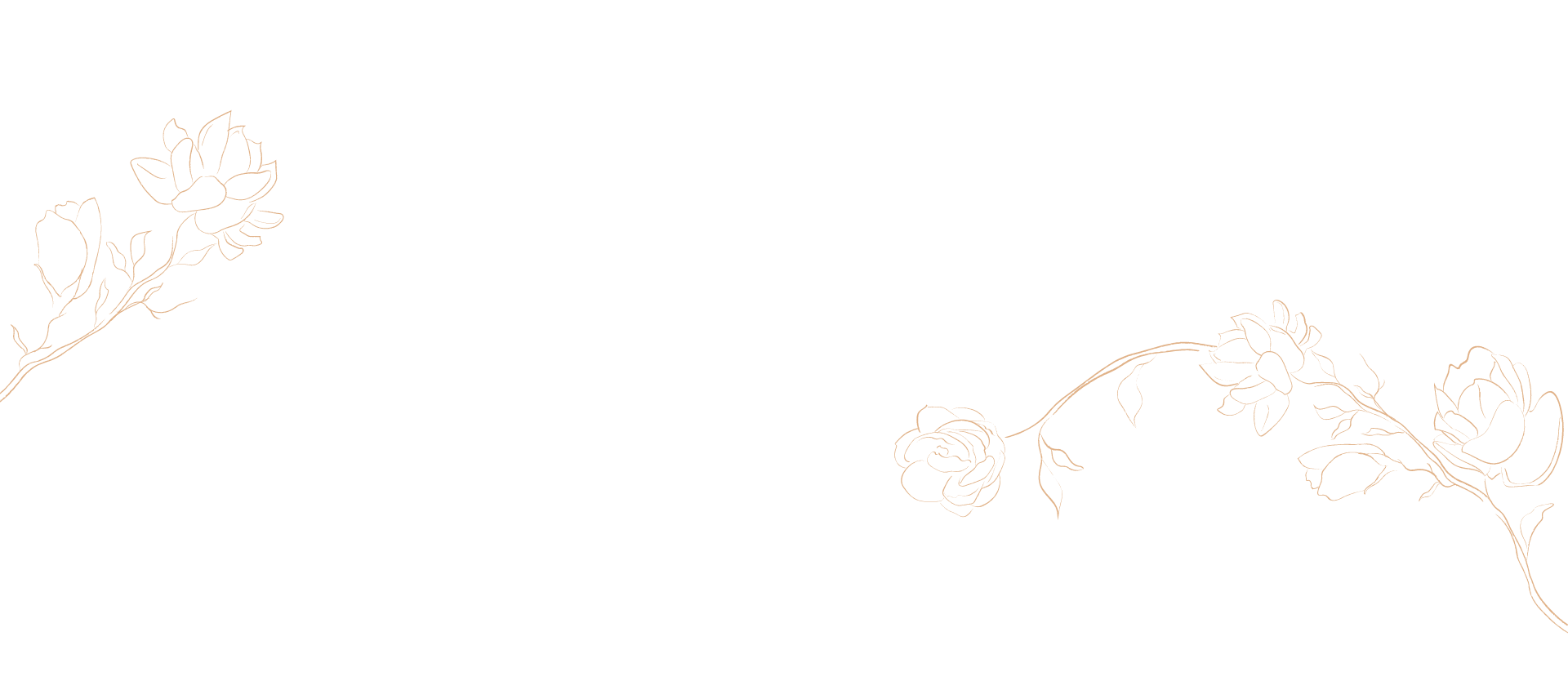 Minimalist floral line art on black background.
